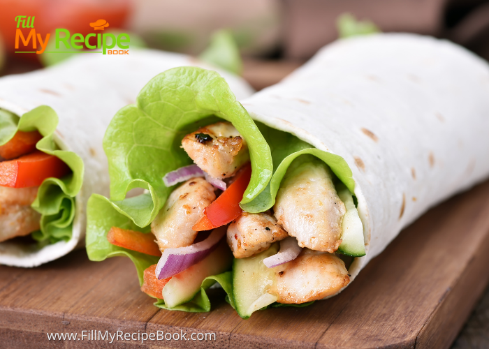 How to Make a Chicken Tortilla Wrap with spicy pieces of chicken and fresh crispy lettuce and tangy cheddar cheese.