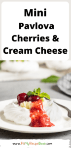 Make this stunning Mini Pavlova Cherries Cream & Cheese Filling with strawberry sauce recipe for a fine dining mini dessert for high tea.