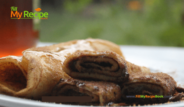 Easy Homemade Pancakes recipe. Top with honey or maple syrup, add cinnamon and brown sugar and a simple filling of chocolate cocoa spread.