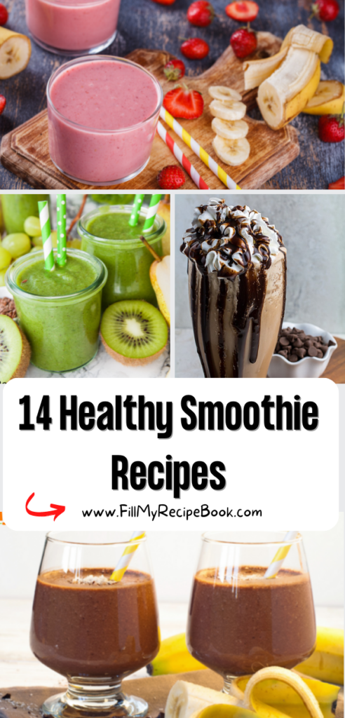 14 Healthy Smoothie Recipes ideas for breakfast or for any meal replacement. The best ideas for energy and protein filled for health problems.