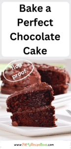 Bake a Perfect Chocolate Cake recipe idea. A flop proof easy moist chocolate cake to bake for the family and iced with chocolate icing.
