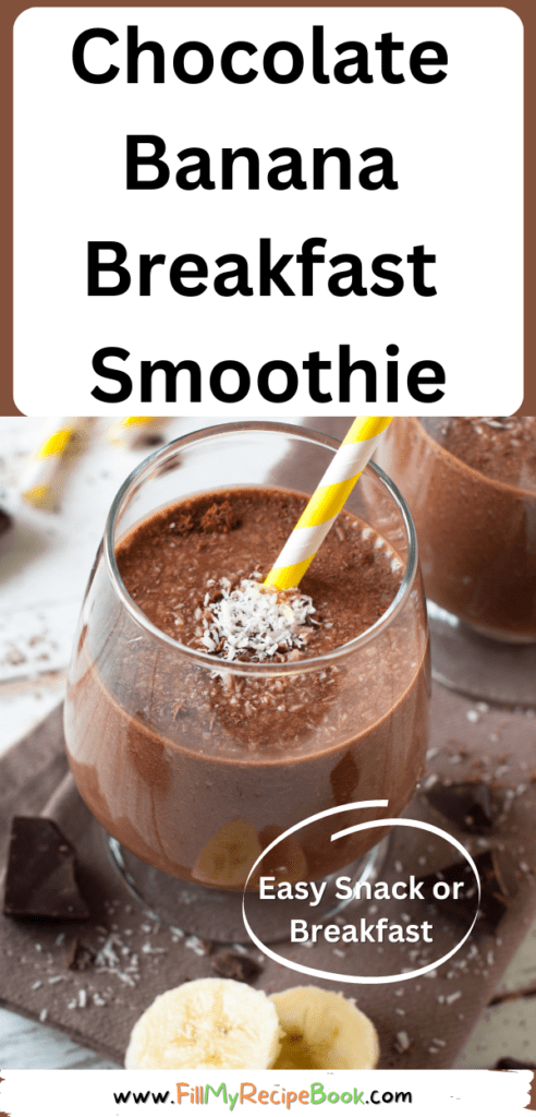 Easy Chocolate Banana Breakfast Smoothie recipe. A healthy shake with raspberries and Greek yogurt, add protein powder or cocoa for taste.