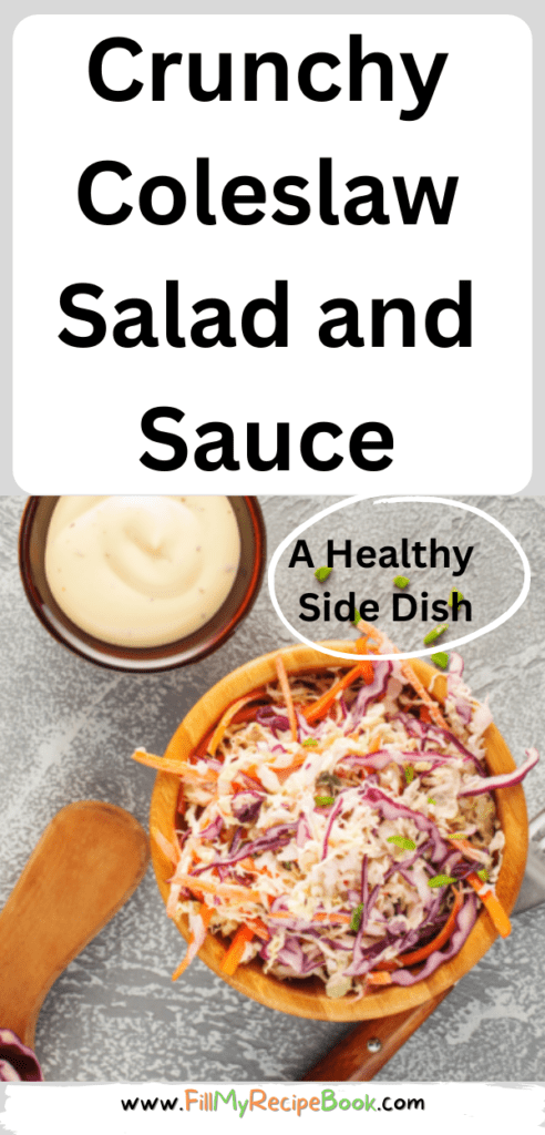 Crunchy Coleslaw Salad and Sauce recipe idea to add to braai's, barbecue meals as a cold side dish. Healthy summer salad with dressings.