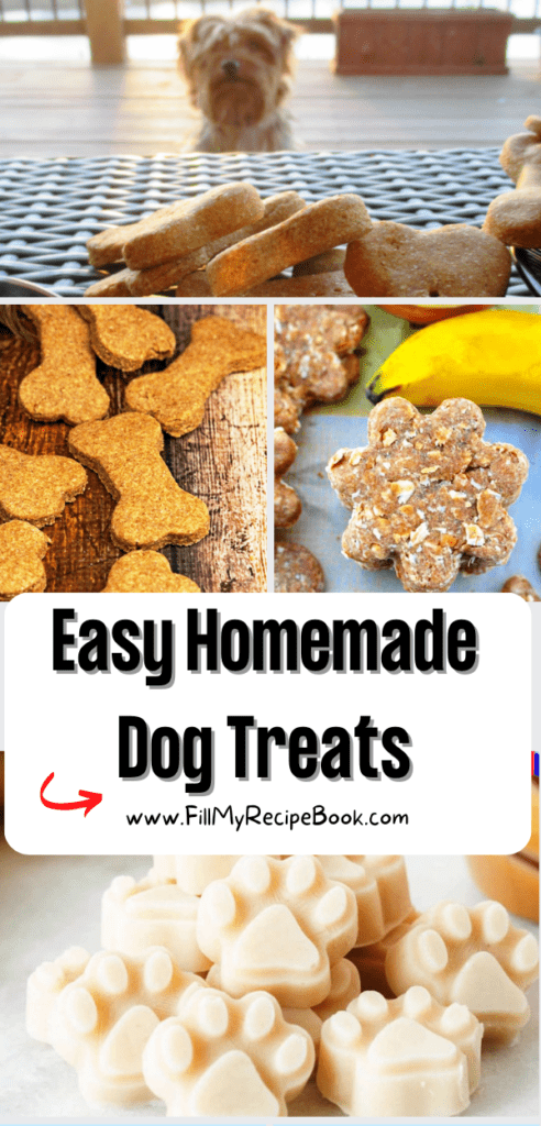 Easy Homemade Dog Treats recipes ideas for older dogs and hypoallergenic, different healthy ingredients, dog biscuits and cookies.