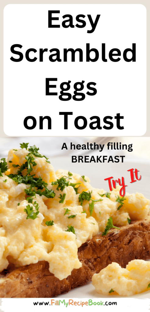 Make this Easy Scrambled Eggs on Toast recipe idea for a healthy filling breakfast. A versatile recipe to add vegetable, grated cheese.