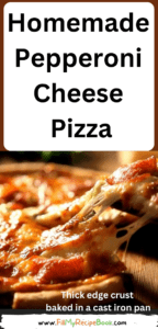 Homemade Pepperoni Cheese Pizza thick edge crust recipe for the family. Easy and great weekend lunch or dinner for family and kids.