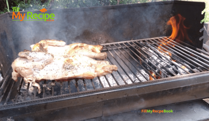 Juicy Grilled whole Lemon Chicken. Grilled on outside braai or barbecue this recipe of a spatchcock chicken seasoned with fresh lemon juice.