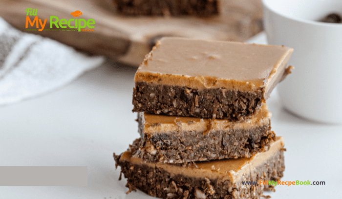 Peanut Butter Caramel Brownies Recipe. Easy homemade from scratch no bake healthy salted chocolate caramel filling with walnut and date base.