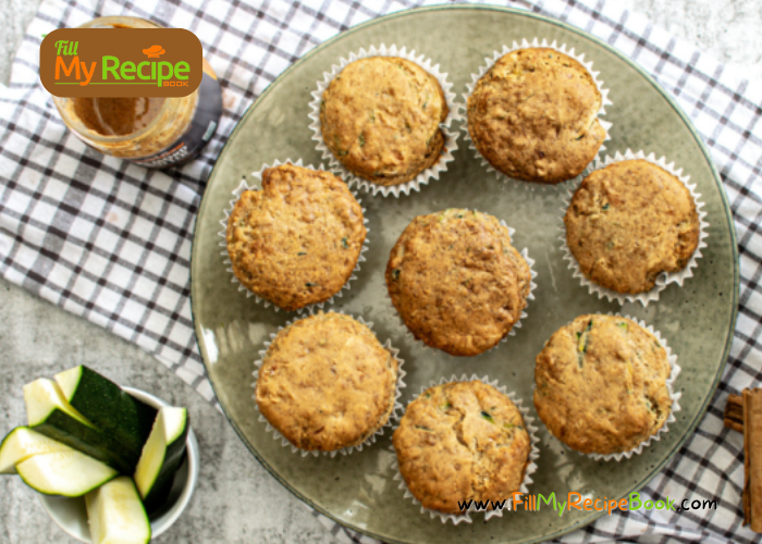 12 Healthy Zucchini Muffins Recipe idea made with banana. The best healthy muffins are  gluten free baked with cinnamon and banana.