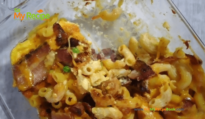 Chicken Bacon Butternut Pasta Dish recipe idea. All in one creamy casserole for a dinner or lunch meal for the family on those chilly days.