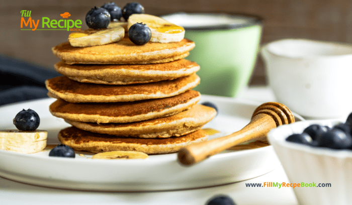 Easy Banana Oat Pancake Recipe to make with ripe bananas and oats. Quick healthy mix with egg, vanilla and cinnamon for a breakfast meal.