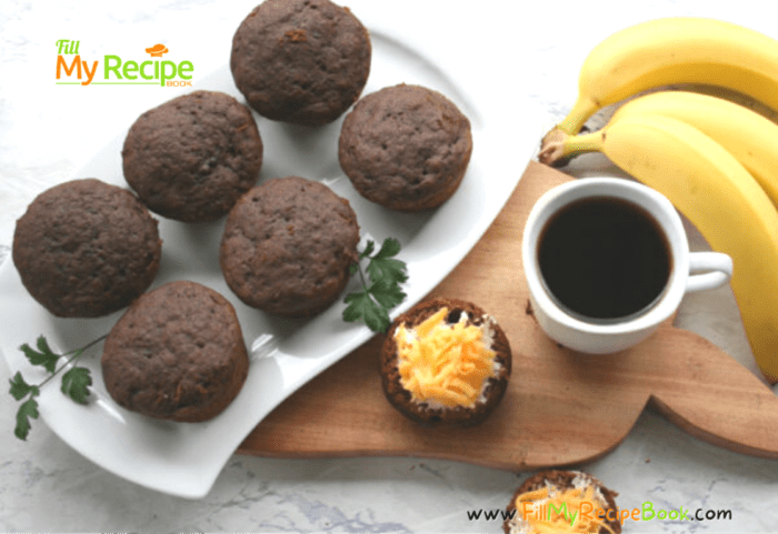 Easy Chocolate Banana Muffins recipe idea to create with your over ripe bananas for that moist healthy muffin for breakfast or snack.