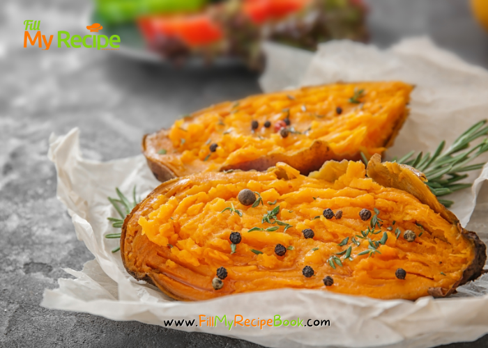 Foiled Sweet Potato on Coals or barbecue recipe. Easy warm side dish for a braai on coals that is wrapped in foil and cooked with your meats.