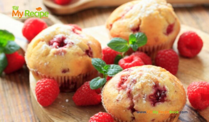 Fresh Homemade Raspberry Muffins recipe. Fresh farm raspberries filled these easy tasty muffins that are healthy, a great snack or breakfast.
