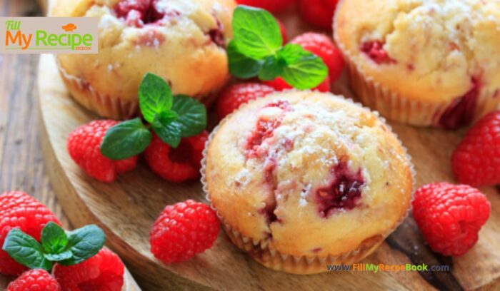 Fresh Homemade Raspberry Muffins recipe. Fresh farm raspberries filled these easy tasty muffins that are healthy, a great snack or breakfast.

