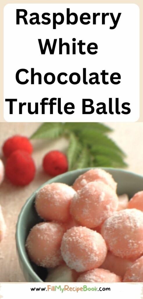 Raspberry White Chocolate Truffle balls recipe rolled in castor sugar. An easy no bake pink Candy dessert to serve for snacks or gifts.