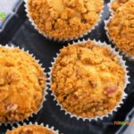 Simple Crumbed Pecan Muffins recipe are an easy healthy idea. The streusel topping is made with cinnamon and pecan chopped nuts.
