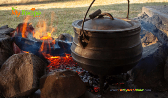 A Tasty Oxtail Potjie Recipe idea for the best easy South African one pot meal for a family on coals on an open fire for lunch or dinner.