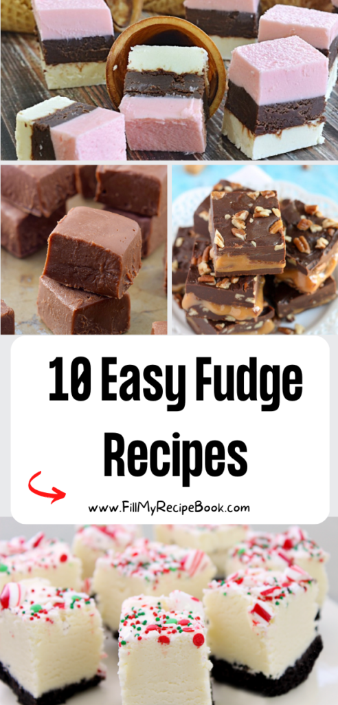 10 Easy Fudge Recipes ideas to make. Using condensed milk and other ingredients for strawberries and chocolate, Nutella and lemon swirls.