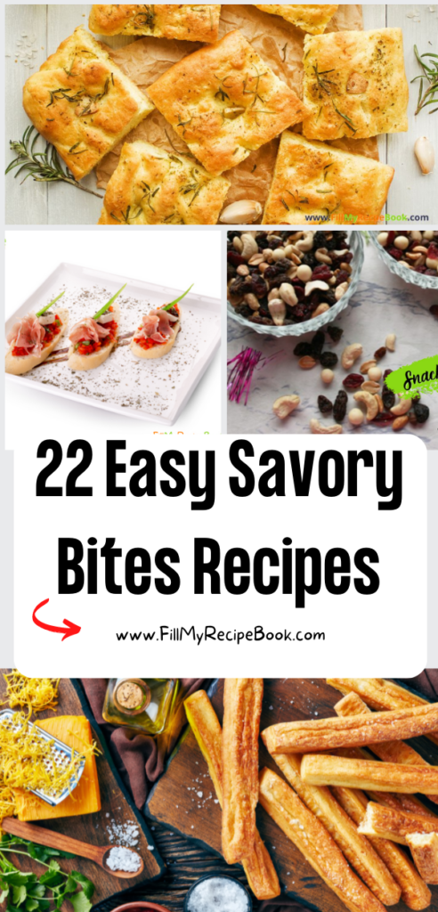 22 Easy Savory Bites Recipes. An Italian sfogliatelle as well, looks scrumptious. Simple ideas for bites like potato croquettes and tarts.