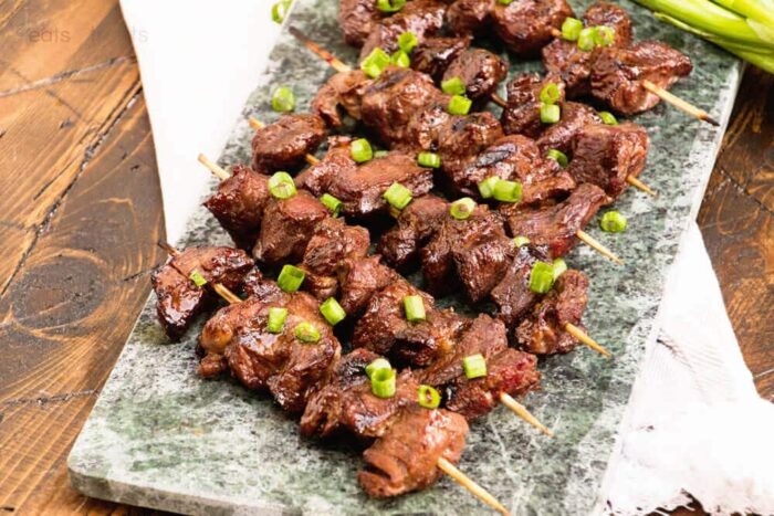 Asian Steak Kebabs ~ Tender, Juicy Steak Bites in a Delicious Asian Marinade! The Perfect Quick & Easy Recipe to Fire Up the Grill With! 