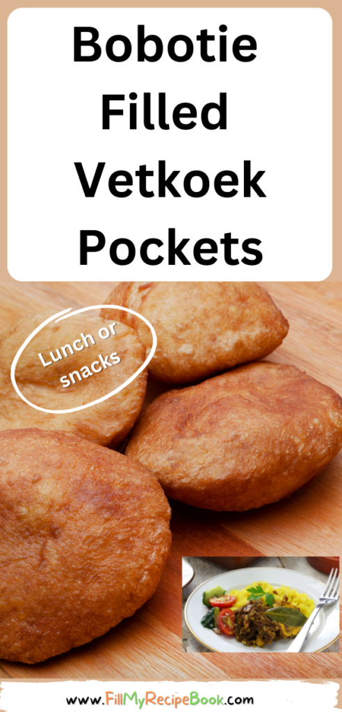 Bobotie Filled Vetkoek Pockets Recipe idea. Popular South African recipes to make for snack or a meal with bobotie mince, and vetkoek.