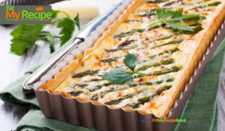 A Tangy Asparagus Tart Recipe to bake an easy savory dish. Asparagus spears spiced with tangy mustard, Worcestershire and topped with cheese.