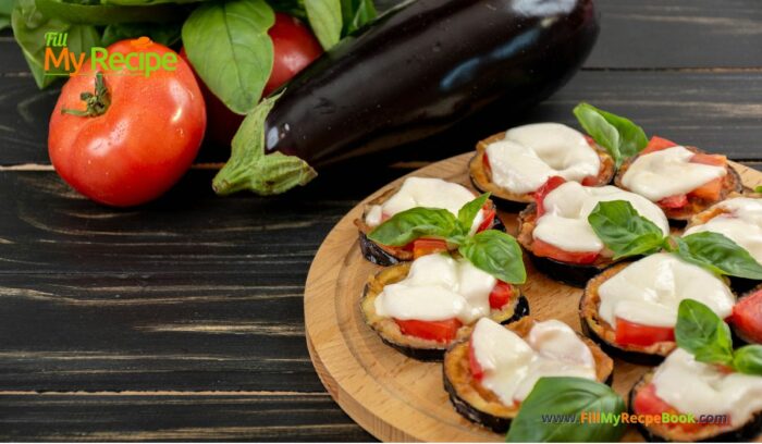 Grilled Caprese Eggplant Steak recipe idea for a healthy meal. A quick and easy side dish for meals, topped with cheese, tomato and spices.
