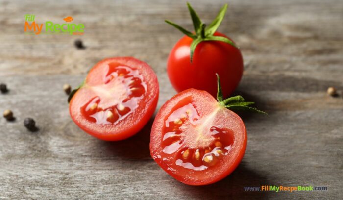 cherry tomatoes, Easy Mini Eggplant Pizza recipe idea. A very simple oven bake healthy vegetarian or gluten free snack or side dish filled with vitamins.