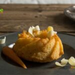 Mini Carrot Cake with White Chocolate recipe idea. A mini Bundt shape bite for a fine dining dessert, topped with shaved white chocolate.