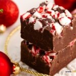 Make this Holiday Candy Cane Nutella Fudge Recipe idea for Christmas desserts or snacks. An easy chocolate No Bake decorated with candy.