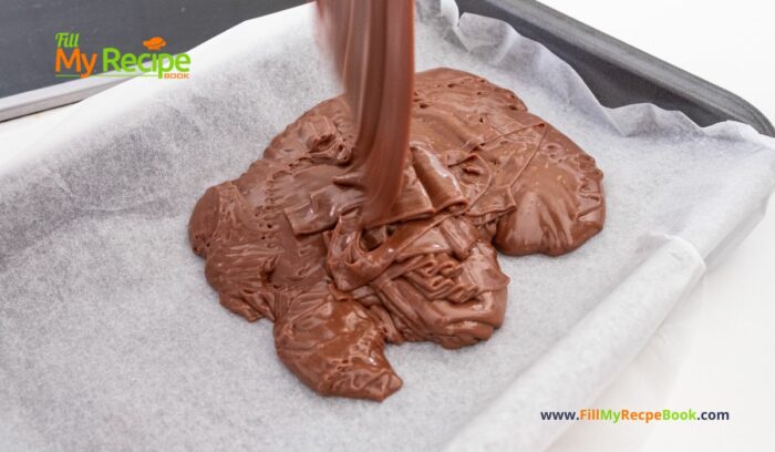 pouring it into a pan to cool, Make this Holiday Candy Cane Nutella Fudge Recipe idea for Christmas desserts or snacks. An easy chocolate No Bake decorated with candy.