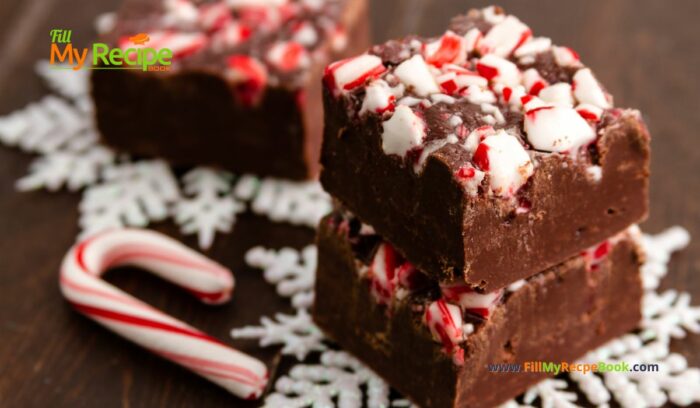 Make this Holiday Candy Cane Nutella Fudge Recipe idea for Christmas desserts or snacks. An easy chocolate No Bake decorated with candy.