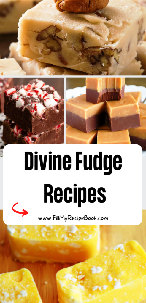 Divine Fudge Recipes ideas to create. Easy no bake stove top recipes to cook with flavors and fillings of nuts and Nutella, sweet dessert.