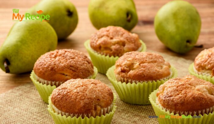 Homemade Pear n Cinnamon Muffins recipe idea. Easy healthy muffins for breakfast or school lunches, oven baked and kids will love them.