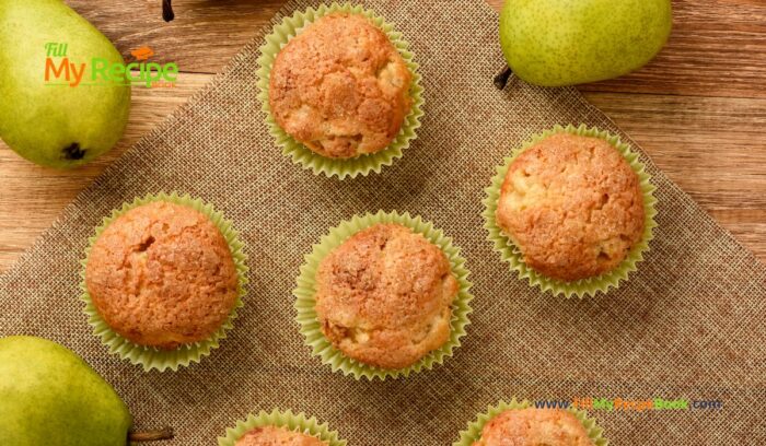 Homemade Pear n Cinnamon Muffins recipe idea. Easy healthy muffins for breakfast or school lunches, oven baked and kids will love them.