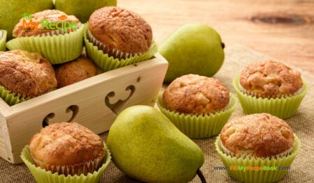 Homemade Pear n Cinnamon Muffins recipe idea. Easy healthy muffins for breakfast or school lunches, oven baked and kids will love them.