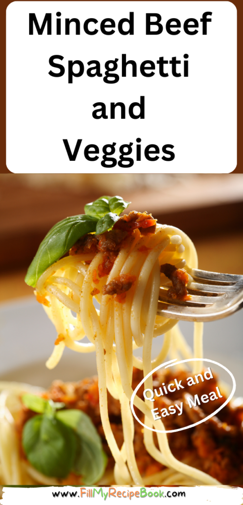 Minced Beef Spaghetti and Veggies recipe for lunch idea. Create this easy meat and simple pasta meal and use left over mince on sandwiches.