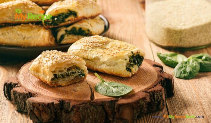 Puff Pastry Spinach and Feta Rolls recipe idea to create for party, appetizers. Mini Savory sausage rolls that are vegetarian friendly snacks.