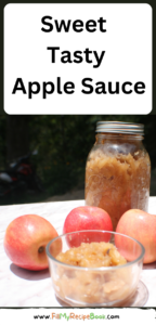 Sweet Tasty Apple Sauce recipe. Bottle and store add in oven baked recipes. Preserve or use apple sauce as a dessert on ice cream.