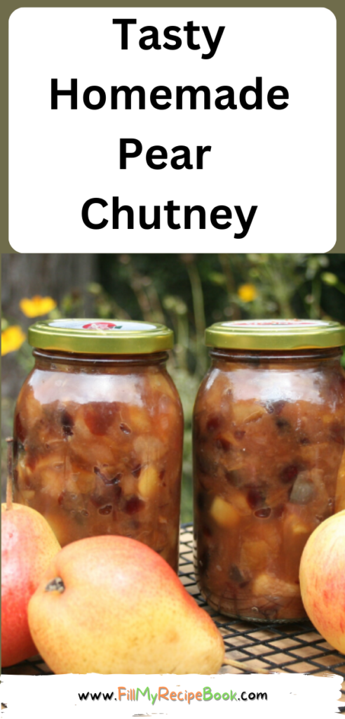 Tasty Homemade Pear Chutney Recipe. An easy basic recipe idea for the best canned or bottled fresh apple and pear chutney to store.