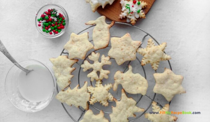 baked, Cream Cheese Christmas Cookies recipe idea for snacks and treats. A melt in your mouth creamy soft biscuit or cookie decorated. 