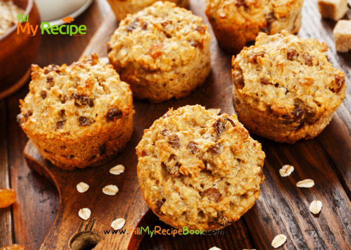 Bake these Oat Raisin and Date Muffins recipe idea for a tasteful snack or light breakfast with a dot of butter, healthy muffins for family.