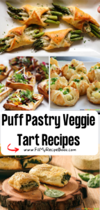 Puff Pastry Veggie Tart Recipes ideas. Savory vegetarian and vegan appetizers including feta, spinach and mushroom bites and snacks.