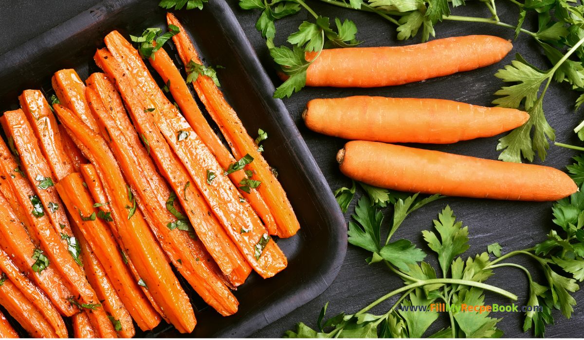 Roasted Honey Garlic Glazed Carrots recipe idea to create for a delicious side dish. Easy Thanksgiving season tradition and Christmas holiday meal in the oven.
