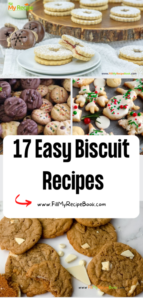 17 Easy Biscuit Recipes ideas. Healthy homemade snacks that are oven bakes or no bakes cookies or fridge biscuits, Christmas or holiday eats.