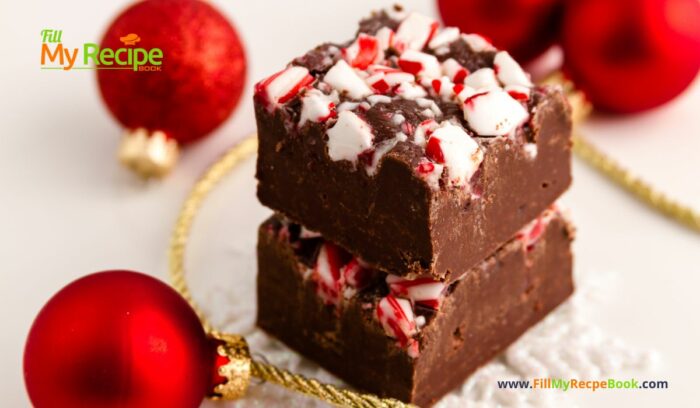 Make this Holiday Candy Cane Nutella Fudge Recipe idea for Christmas desserts or snacks. An easy chocolate No Bake decorated with candy.