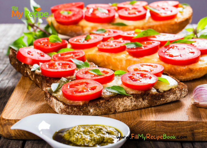 Caprese Garlic Bread Recipe for the best and tastiest snack or appetizer. A simple grilled garlic oiled baguette slice topped cheese, tomato.