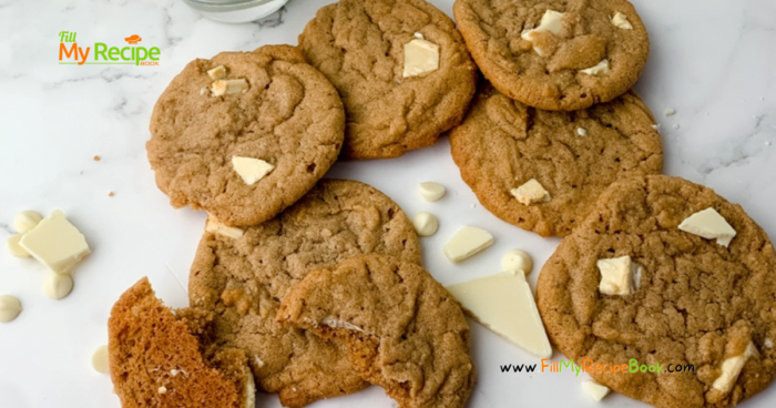 Almond Butter Cookies & White Chocolate recipe idea. Healthy cookies or biscuit to bake with white chocolate for a snack for family.