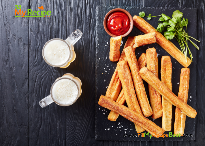 Easy Cheese Straws Recipe idea to bake for an appetizer or snack. The 4 ingredient mix form a crispy savory cheese cracker stick for parties.